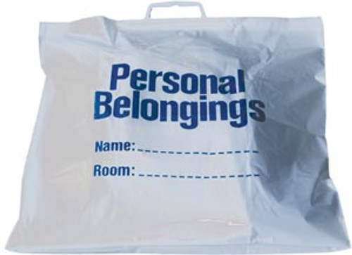 NWI Personal Bag Belongings with Handle, 18½" x 20", White Bag with Blue Imprint, 250/cs