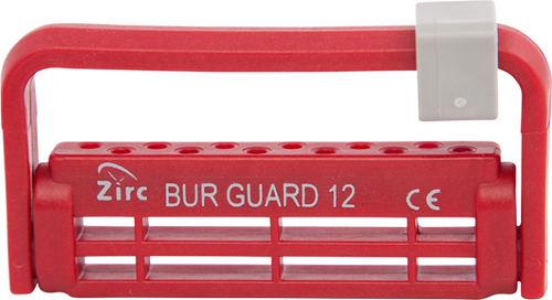 Zirc 12-Hole Steri-Bur Guard 2-7/8" X 3/8" X 1-3/8" - Red, ea Zirc 12-Hole Steri-Bur Guard 2-7/8" X 3/8" X 1-3/8" - Red, ea