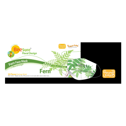 BeeSure Floral Design Face Mask Level 3, Fern 50/bx BE2340 BeeSure Floral Design Face Mask Level 3, Fern 50/bx BE2340
