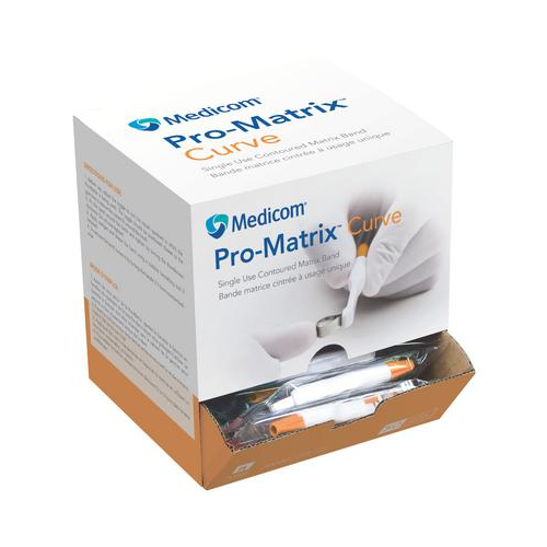 Medicom SafeMatrix Curve Single-Use Matrix Band, Contour Narrow, 4.5mm Yellow, 50/bx 30060