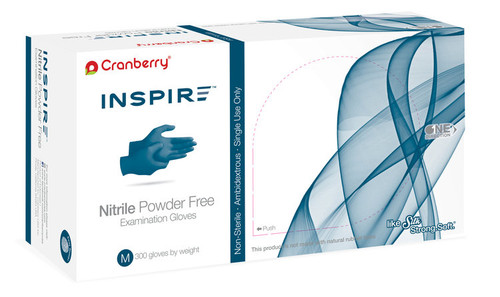 Cranberry Inspire 300 Nitrile PF Exam Gloves Saver Pack, Aegean Blue, 2mil, Small 300/bx Cranberry Inspire 300 Nitrile PF Exam Gloves Saver Pack, Aegean Blue, 2mil, Small 300/bx