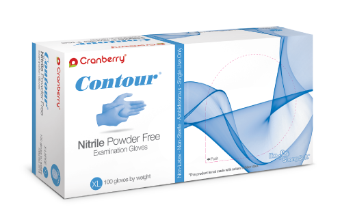 Cranberry Contour Nitrile PF Exam Gloves 5 mil, Blue X-Small 100/bx Cranberry Contour Nitrile PF Exam Gloves 5 mil, Blue X-Small 100/bx