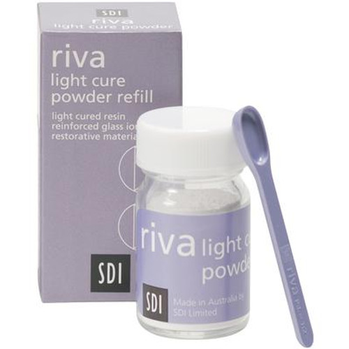SDI Riva Glass Ionomer Light Cure Powder Refill, 15g jar, Shade A2 Universal, 50/bx 8700102