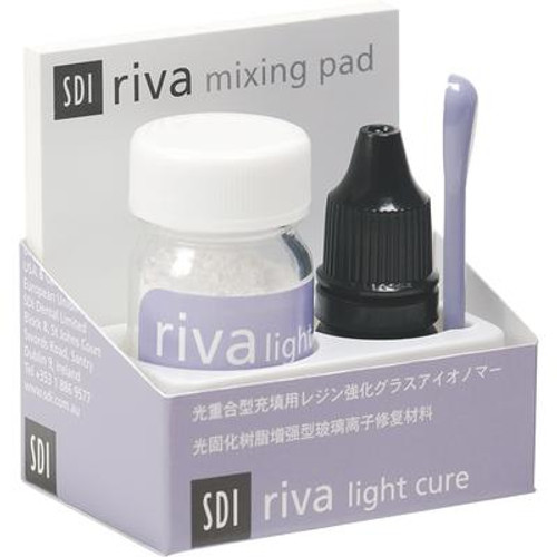 SDI Riva Glass Ionomer Light Cure Powder/Liquid Kit, Regular Set - Shade A2 Universal 8700502 SDI Riva Glass Ionomer Light Cure Powder/Liquid Kit, Regular Set - Shade A2 Universal 8700502