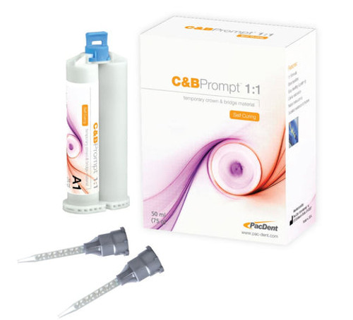 Pac-Dent C&B Prompt Temporary C&B Material 1:1 cartridge of 76 gm and 15 mixing tips, A3 Pac-Dent C&B Prompt Temporary C&B Material 1:1 cartridge of 76 gm and 15 mixing tips, A3