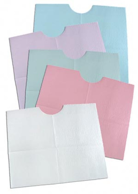 Tidi 3-Ply TissuePoly Contour Bibs & Towels 18" x 22", 3-Ply, White, 400/cs
