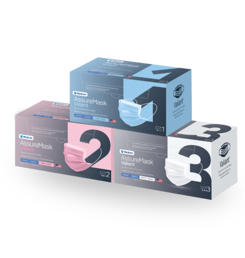 Medicom AssureMask Valiant Mask L1 Procedure Earloop Face Mask, ASTM 1, White, 50/bx Medicom AssureMask Valiant Mask L1 Procedure Earloop Face Mask, ASTM 1, White, 50/bx