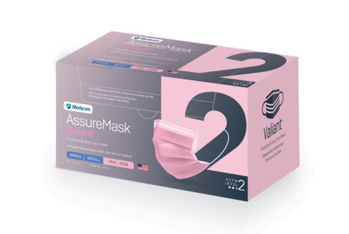 Medicom AssureMask Valiant Mask L2 Earloop Face Mask, ASTM 2, Pink, 50/bx Medicom AssureMask Valiant Mask L2 Earloop Face Mask, ASTM 2, Pink, 50/bx