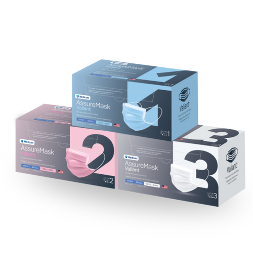 Medicom AssureMask Valiant Mask L3 Earloop Face Mask, ASTM Level 3, Pink, 50/bx Medicom AssureMask Valiant Mask L3 Earloop Face Mask, ASTM Level 3, Pink, 50/bx