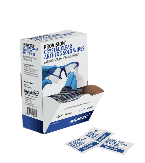 Palmero ProVision Clear Anti-Fog Solo Wipes 8"x5", 100/bx Palmero ProVision Clear Anti-Fog Solo Wipes 8"x5", 100/bx