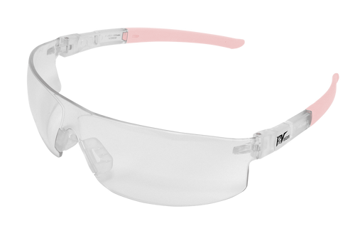 Palmero ProVision Econo Tilts Glasses, Wraparound, Clear Frame & Lens, Rose Quartz Tips, 12/bx Palmero ProVision Econo Tilts Glasses, Wraparound, Clear Frame & Lens, Rose Quartz Tips, 12/bx