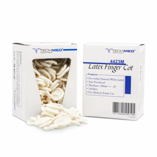 Dukal Tech-Med Finger Cot, Latex Pre-rolled, Medium 144/bx