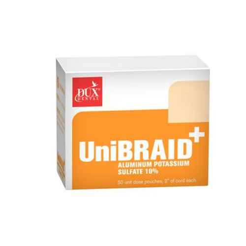 Kerr UniBraid+ Retraction Cord 10% Aluminum Potassium Sulfate 2a Fine, Yellow with Green Strand, Unit Dose, 50/bx