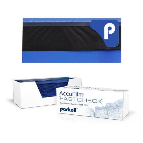 Parkell AccuFilm Articulating Film FastCheck Double-Sided (Blue/Blue) 100 Strips/bx Parkell AccuFilm Articulating Film FastCheck Double-Sided (Blue/Blue) 100 Strips/bx