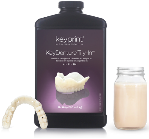 KeyPrint KeyDenture Try-In Biocompatible 3D Printing Resin BL4, 0.5kg/bottle KeyPrint KeyDenture Try-In Biocompatible 3D Printing Resin BL4, 0.5kg/bottle