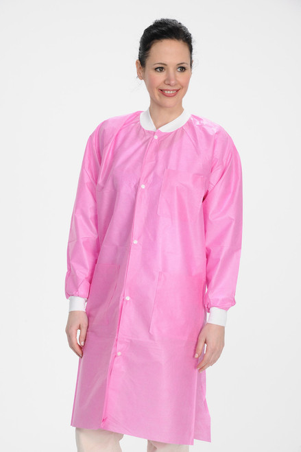ValuMax Extra-Safe Autoclavable Lab Coat, Rasberry 2XL, Knee-Length, Breathable, 3 Pockets, Knitted Cuff, 10/pk ValuMax Extra-Safe Autoclavable Lab Coat, Rasberry 2XL, Knee-Length, Breathable, 3 Pockets, Knitted Cuff, 10/pk