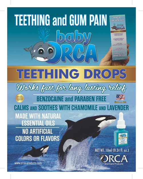 Orca Baby Teething Drops with reusable dropper, 10ml bottle, 6 bottles/bx