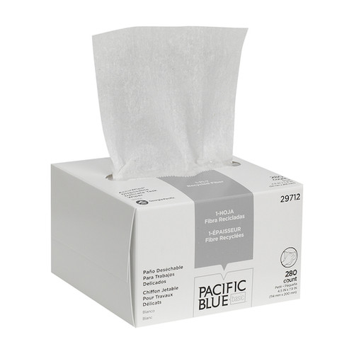 Georgia-Pacific Accuwipe Recycled Delicate Task Wipers, Recycled Delicate, 1-Ply, White, 280/bx, 60 bx/cs