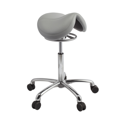 Brewer 135JS Series Saddle Stool UltraLeather Dove Gray, Hgt. Range 24"-32"
