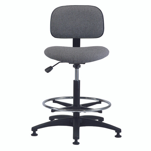 Brewer Industrial Chairs & Stools Vinyl, Seat Tilt, Adjustable Footring, Hgt. Range 20.5"- 28", 27" Dia. Base