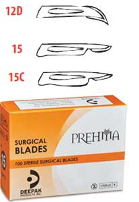 Keystone Prehma #15 Sterile Carbon Steel Surgical Scalpel Blade, Single Use, 100/bx