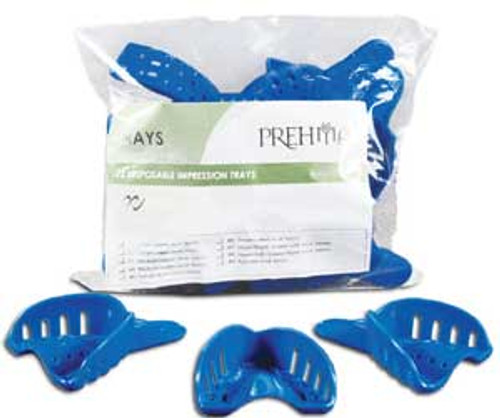 Keystone Prehma #4 Medium Lower Perforated Plastic Impression Trays, Blue, 12/bg
