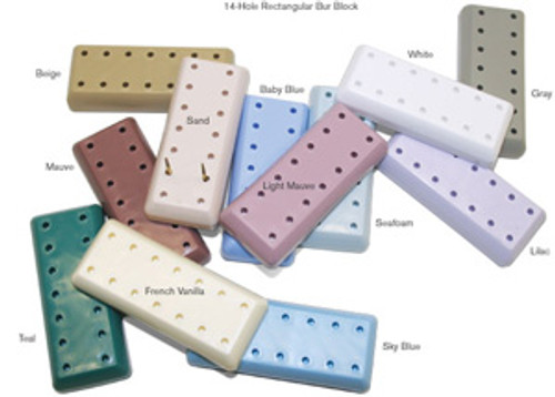 Kerr 14-Hole Bur Block, Rectangular, Teal, ea