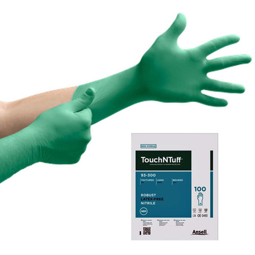 Ansell Touchntuff  Cleanroom Glove, Nitrile, Medium (7.5-8.0), Green, Powder-Free, Disposable, Latex-Free, Non-Sterile, 50/bg, 2 bg/polybag, 10 polybag/liner, 1 liner/cs Ansell Touchntuff  Cleanroom Glove, Nitrile, Medium (7.5-8.0), Green, Powder-Free, Disposable, Latex-Free, Non-Sterile, 50/bg, 2 bg/polybag, 10 polybag/liner, 1 liner/cs