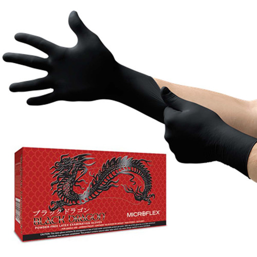Ansel Black Dragon Powder Free Latex Exam Gloves PF, Latex, Black, X-Small, 100/bx; 20bx/cs Ansel Black Dragon Powder Free Latex Exam Gloves PF, Latex, Black, X-Small, 100/bx; 20bx/cs