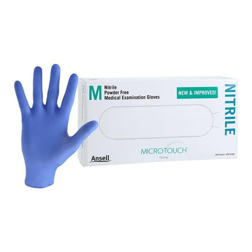 Ansell Micro-Touch Nitrile Powder-Free Synthetic Medical Examination Gloves Medium, 200/bx, 10 bx/cs Ansell Micro-Touch Nitrile Powder-Free Synthetic Medical Examination Gloves Medium, 200/bx, 10 bx/cs