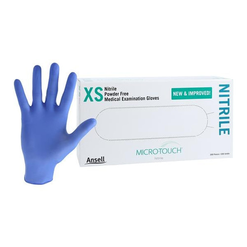 Ansell Micro-Touch Nitrile Powder-Free Synthetic Medical Examination Gloves X-Small, 200/bx, 10 bx/cs Ansell Micro-Touch Nitrile Powder-Free Synthetic Medical Examination Gloves X-Small, 200/bx, 10 bx/cs