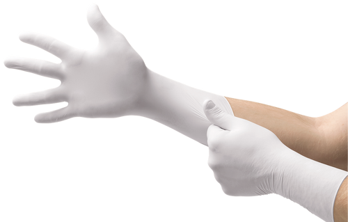 Ansell Microflex Class 100 Nitrile Pf Cleanroom Gloves, Powder-Free, White, Nitrile, Non-Sterile, Textured Fingures, Beaded Cuff, Silicone-Free, Non-Latex, Large, 100/bg, 10 bg/cs