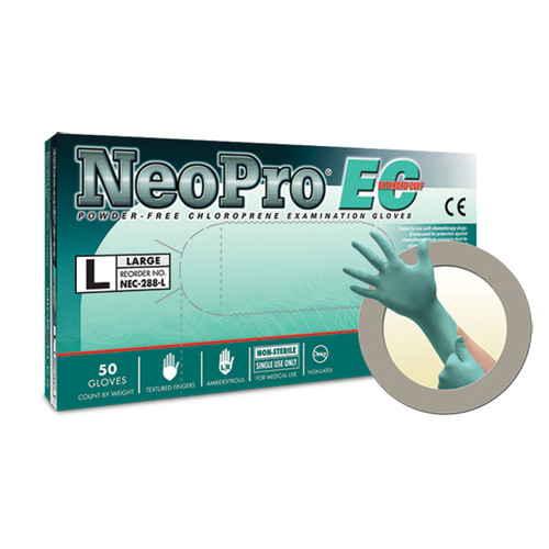 Ansell Microflex Neopro Ec Powder-Free  Extended Cuff Chloroprene   PF Chloroprene, Latex-Free, Extended Cuff & Textured Fingers, Green, X-Large, 50/bx; 10 bx/cs