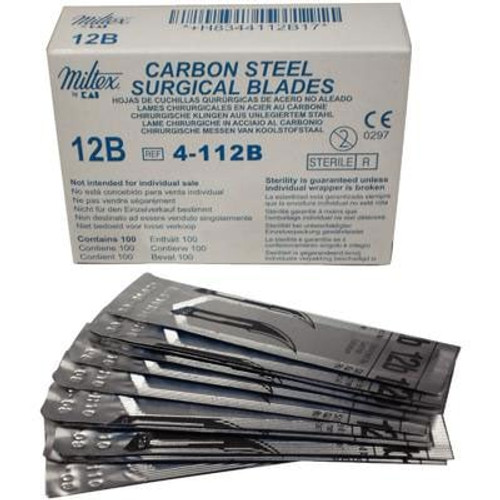Miltex Carbon Steel Surgical Blades, #12B, Sterile, 100/bx Miltex Carbon Steel Surgical Blades, #12B, Sterile, 100/bx