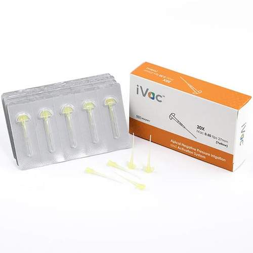 Pac-Dent iVac Apical Negative Pressure Irrigation and Activation System Refill Tips, 0.5, 27mm, Yellow, 20/pk