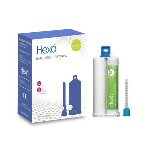 Hexa VPS Impression Material, Heavy Body, Regular Set, 2X50ml Cartridges+6 Mixing Tips