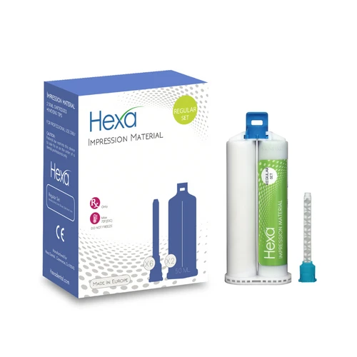 Hexa VPS Impression Material,  Super Light Body, Regular Set, 2X50ml Cartridges+6 Mixing Tips
