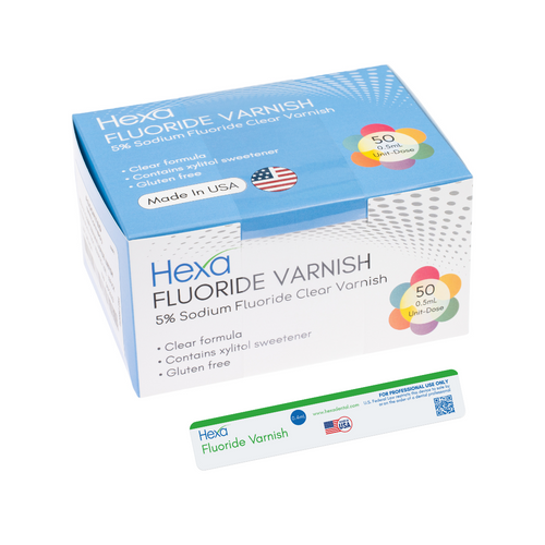 Hexa 5% Sodium Fluoride Varnish, Mint Flavor, 0.4ml , 50/Pk