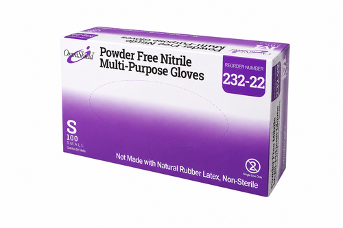 OmniShield #232 Seriew Nitrile PF Multi-Purpose Gloves, Small, 100/bx