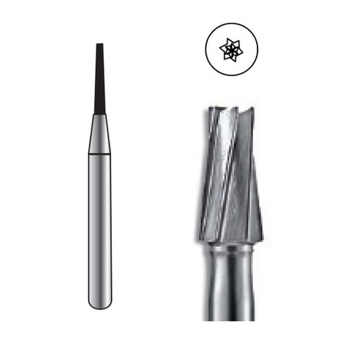 ODS Precision Carbide Bur HP-169L, Tapered Flat End, 5/pk