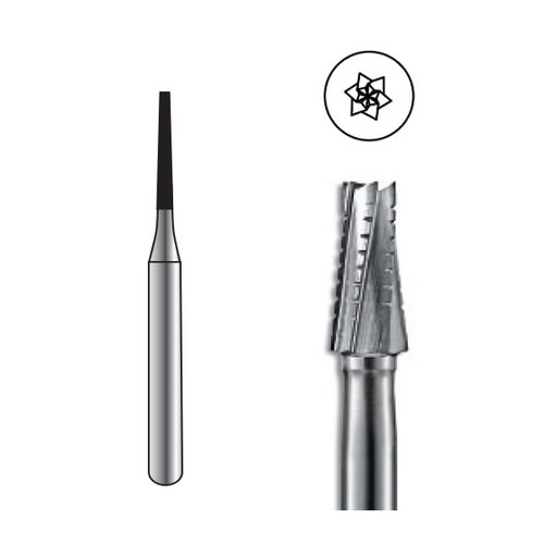 ODS Precision Carbide Bur HP-699L, Flat End Tapered Cross-Cut, 5/pk