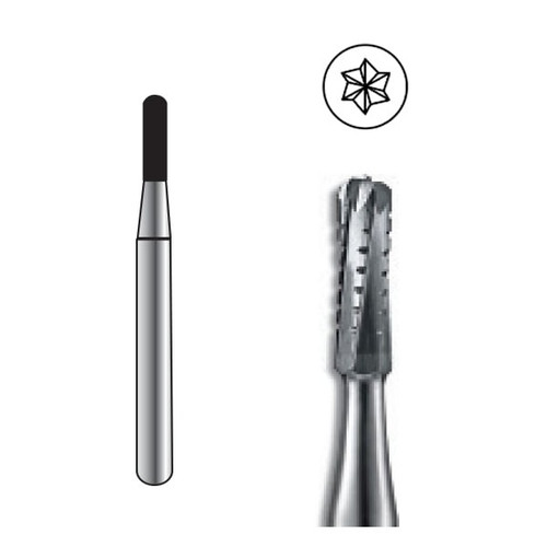 ODS Precision HP Carbide Bur, HP-1556 Round Cross-Cut Fissure, HP Shank, 5/pk