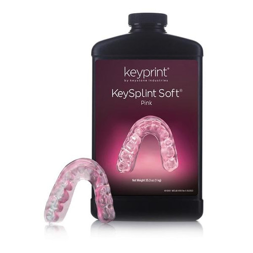 KeyPrint KeySplint Soft Biocompatible 3D Printing Resin, Pink, 1 kg/bottle
