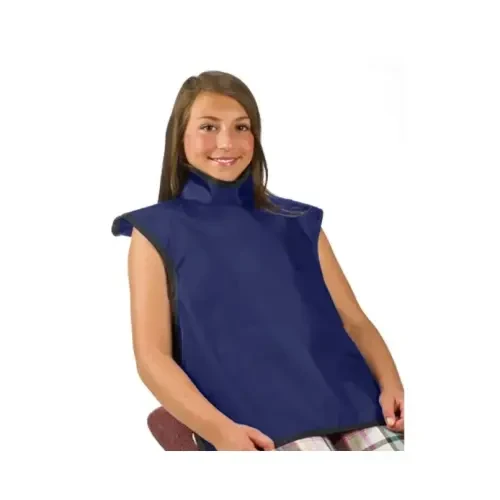 Flow Child Lead Bib X-Ray Apron, with Collar, 0.3 mm, 20" x 20.5", Antimicrobial Navy, ea