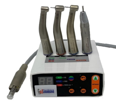 A1 Handpiece Complete Electric Motor System, Includes Motor and 4 Handpieces, 1:1 F/O Straight Nosecone, 1:1 F/O Contra Angle Latch Bur, 1:5 and 1:1 F/O Contra Angles, Friction Grip, ea