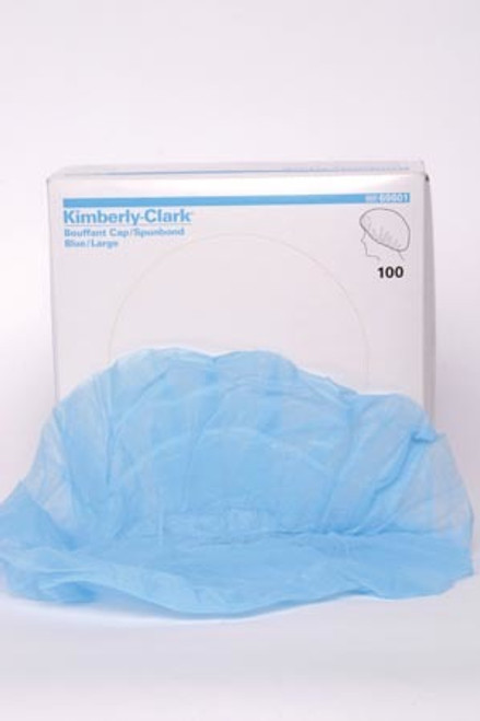 Halyard Bouffant Cap Spunbound, Blue, Large (24"), 100/ctn, 5 ctn/cs