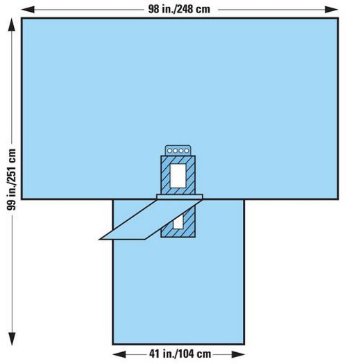 Halyard Laparoscopy T Drape, 98" x 41" x 99", Sterile, 19/cs