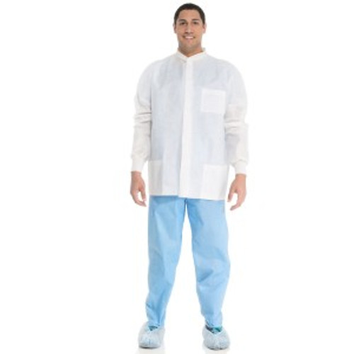 Halyard Universal Precautions Lab Jacket, White, Large, 25/cs