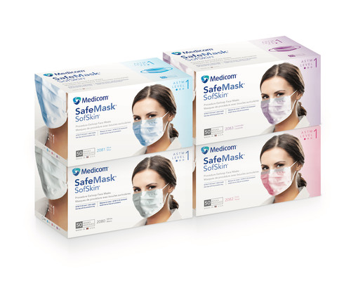 Medicom SafeMask SofSkin Face Mask Level 1, Blue, 50/bx 2081 Medicom SafeMask SofSkin Face Mask Level 1, Blue, 50/bx 2081
