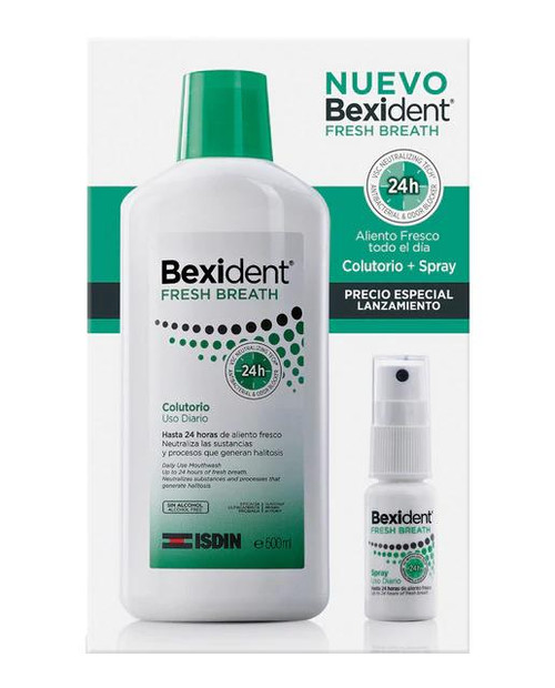 Pack colutorio fresh breath 500 mL + spray uso diario 15 mL bexident isdin